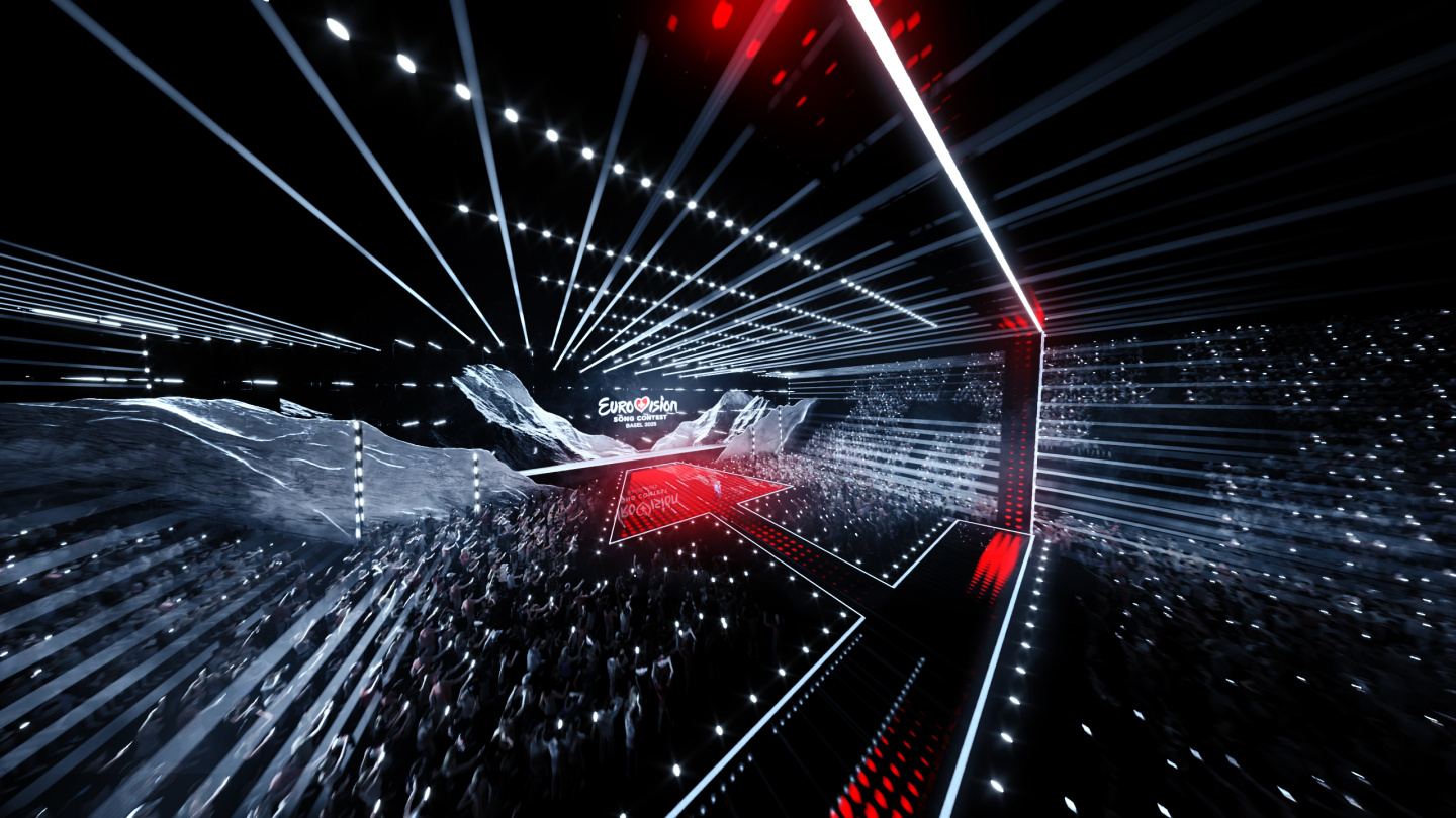 Tak będzie wygladać scena Eurowizji 2025 (Bazylea).